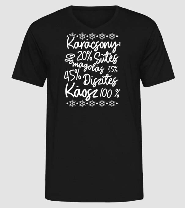 Karácsonyi káosz minta fekete pólón