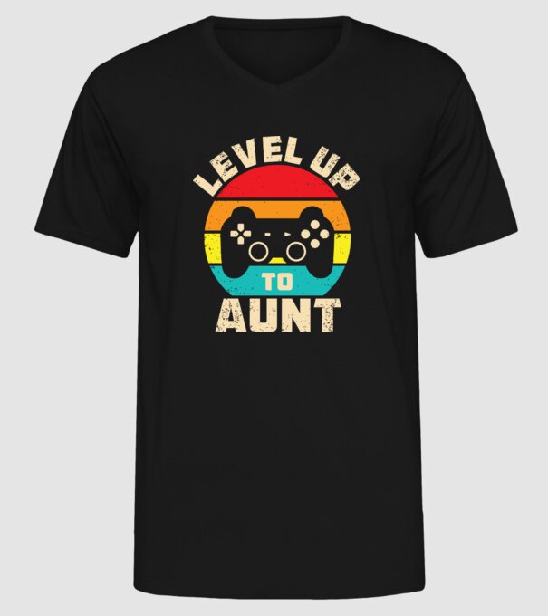 Level Up Aunt minta fekete pólón