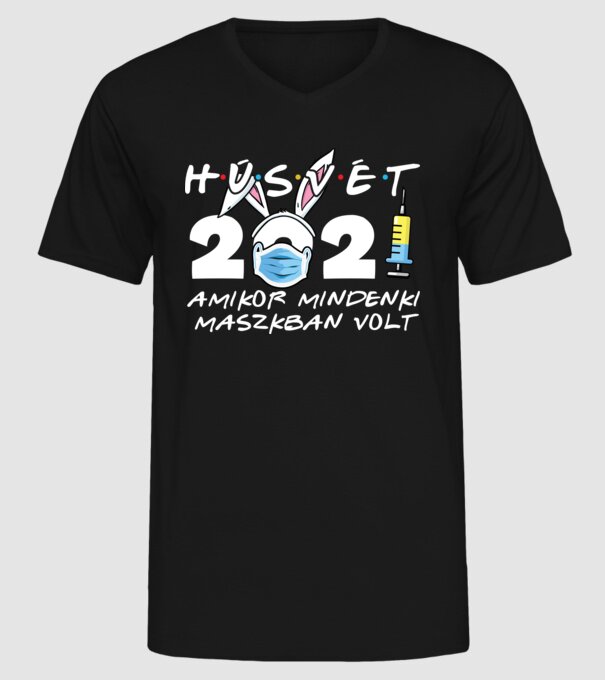 Maszkos húsvét minta fekete pólón