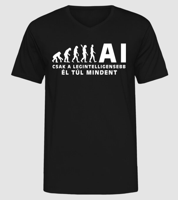 Mesterséges intelligencia evolúció minta fekete pólón