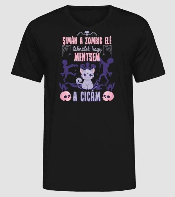 Simán a zombik elé löknélek minta fekete pólón