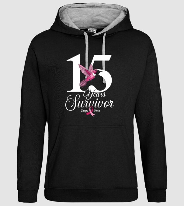 15 years survivor minta fekete pólón