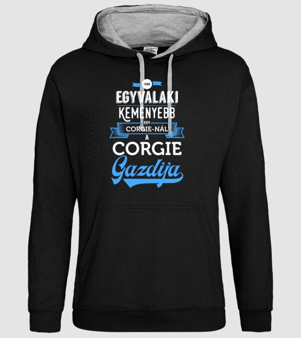 Csak egyvalaki keményebb Corgie minta fekete pólón