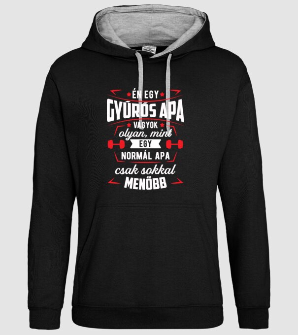 Menő Gyúrós apa minta fekete pólón