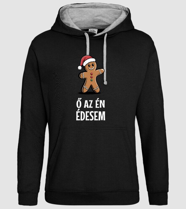 Ő az én édesem Mézeskalács fekete pólóra  minta fekete pólón