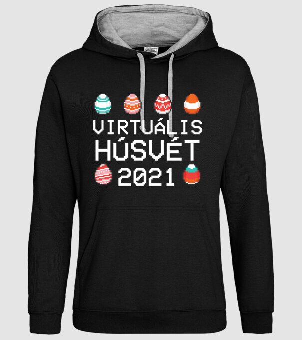 Virtuális húsvét minta fekete pólón