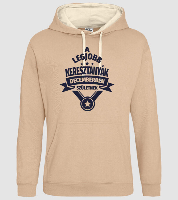 csillagos szülinapos keresztanya december minta homokszín pólón