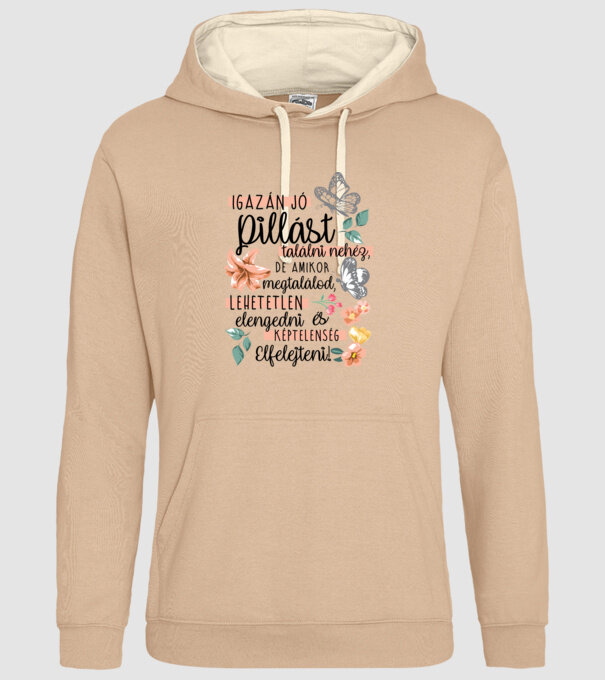 Felejthetetlen pillás minta homokszín pólón