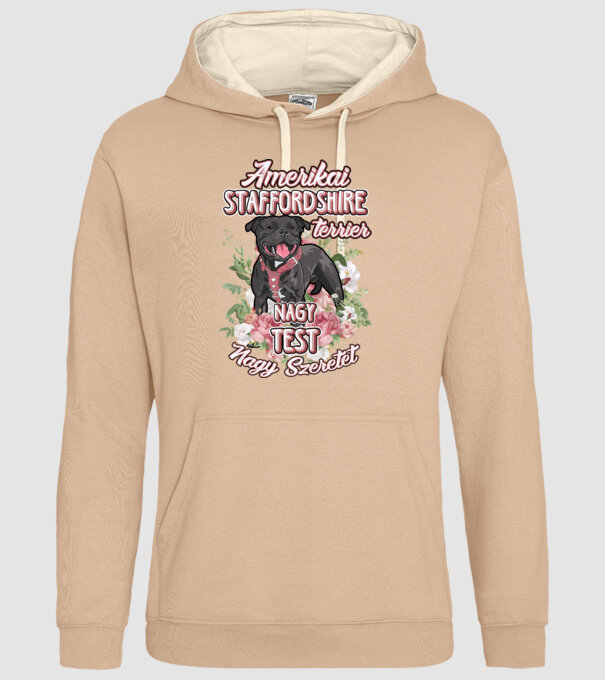 FLORAL DOGGO staffi minta homokszín pólón