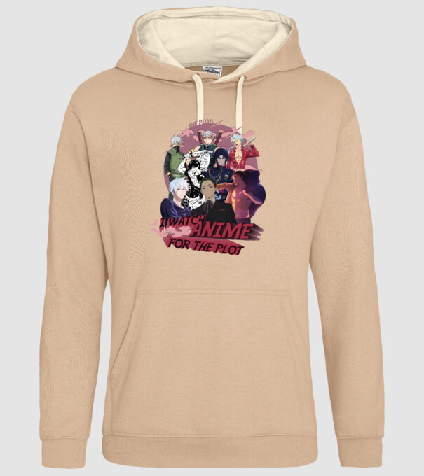 I watch Anime for the plot-Naruto-Balance Unlimited-Jujutsu Kaisen-Seven Deadly Sins-Attack On Titan minta homokszín pólón