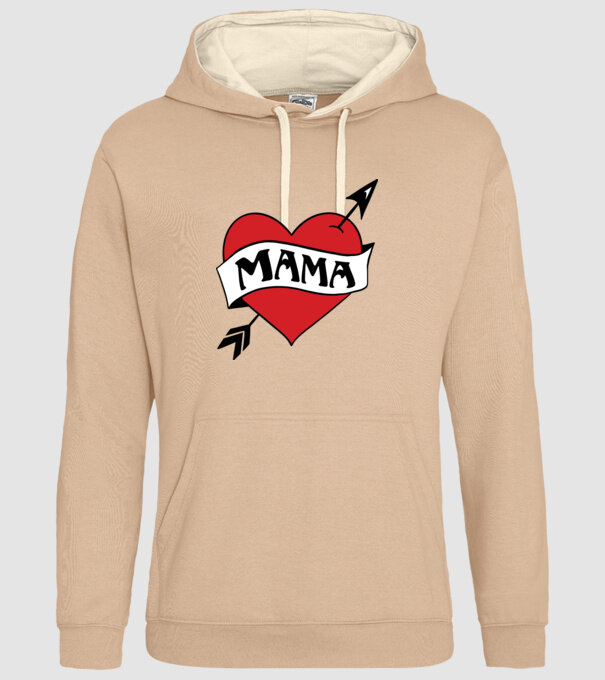Mama retro szív minta homokszín pólón