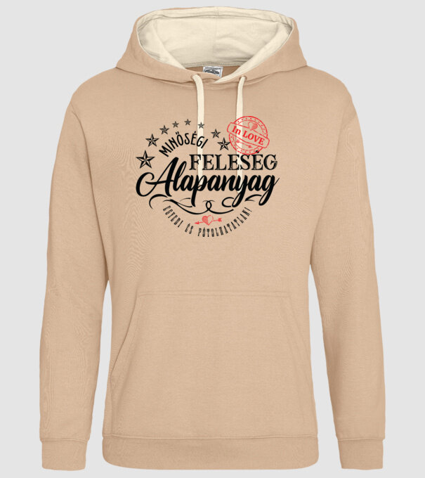 Minőségi feleség alapanyag minta homokszín pólón