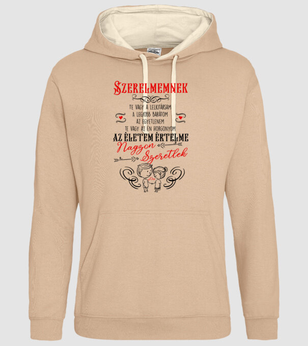 Szerelmemnek életem értelme minta homokszín pólón