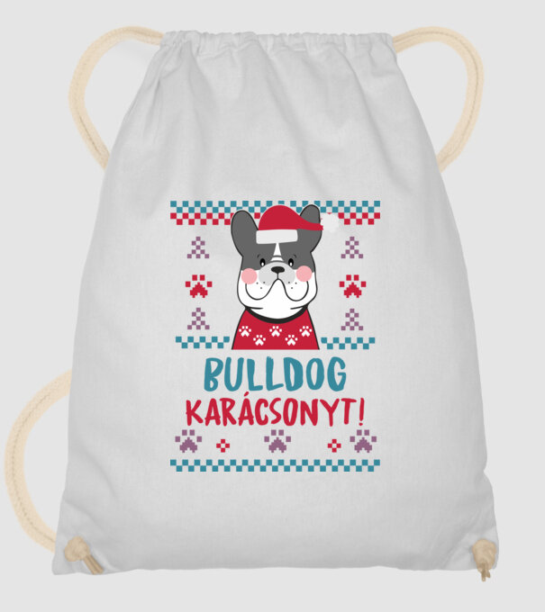 Bulldog karácsonyt minta fehér pólón