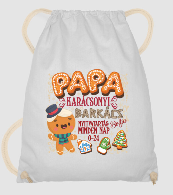 Papa karácsonyi barkácsbolt bögre méret minta fehér pólón