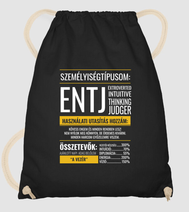 16 Személyiségtipus RÉSZLETES JELLEMZŐK ENTJ A PARANCSNOK minta fekete pólón