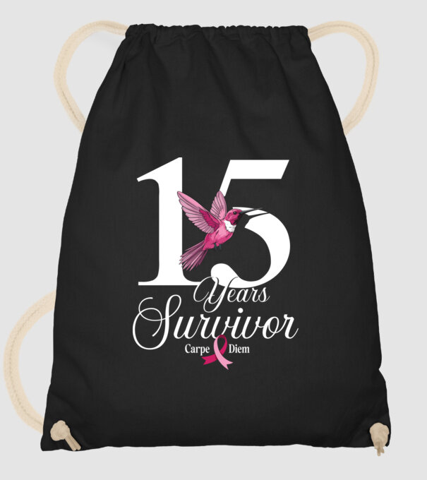 15 years survivor minta fekete pólón
