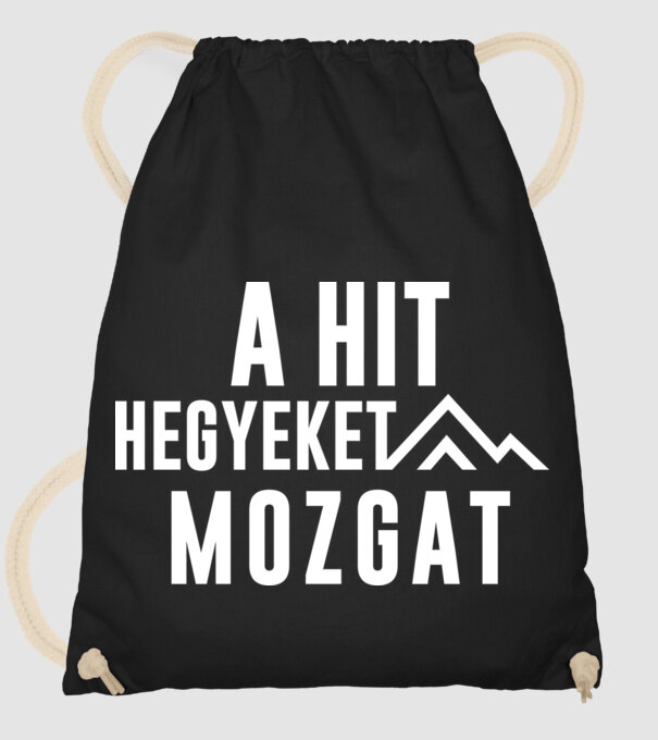 A hit hegyeket mozgat minta fekete pólón