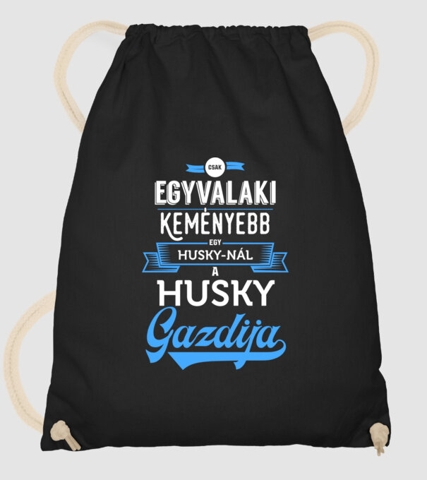 Csak egyvalaki keményebb Husky minta fekete pólón