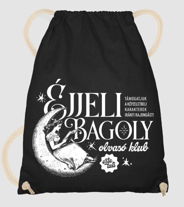 Éjjeli bagoly olvasóklub minta fekete pólón