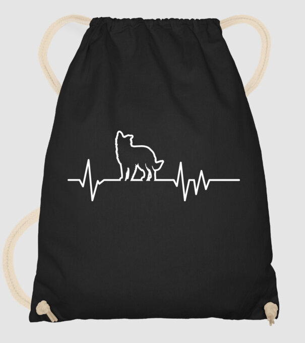 Heartbeat line Border Collie minta fekete pólón