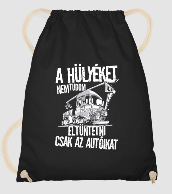 Hülyék és az autóik minta fekete pólón