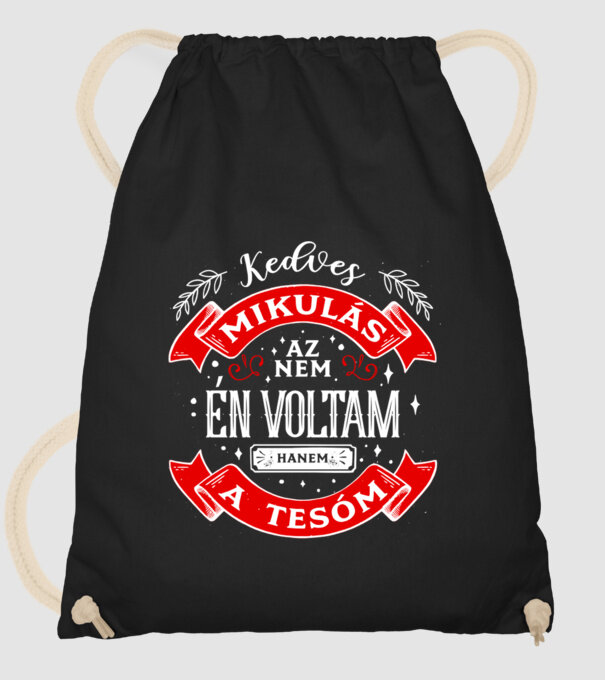 Kedves Mikulás minta fekete pólón