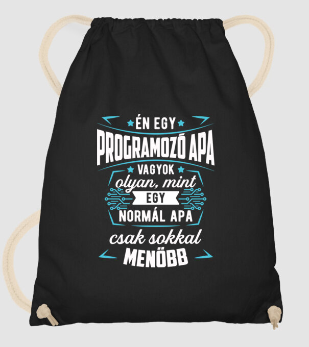 Menő Programozó apa minta fekete pólón