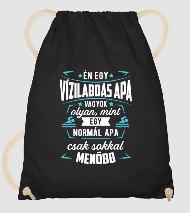 Menő Vízilabdás apa minta fekete pólón