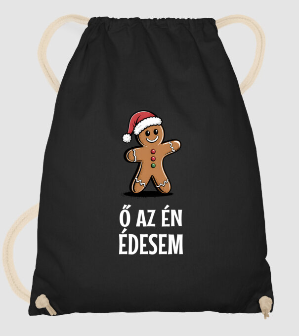 Ő az én édesem Mézeskalács fekete pólóra minta fekete pólón