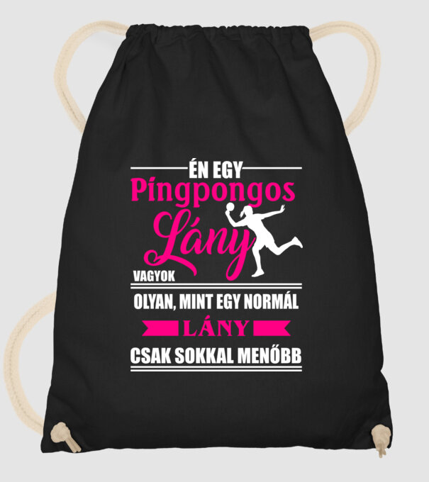 Pingpongos lány minta fekete pólón
