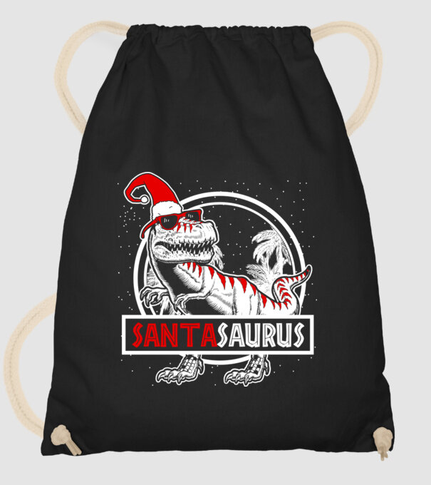 Santasaurus rex - dinoszaurusz póló minta fekete pólón