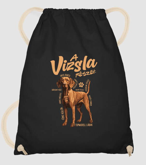 Vizsla részei minta fekete pólón