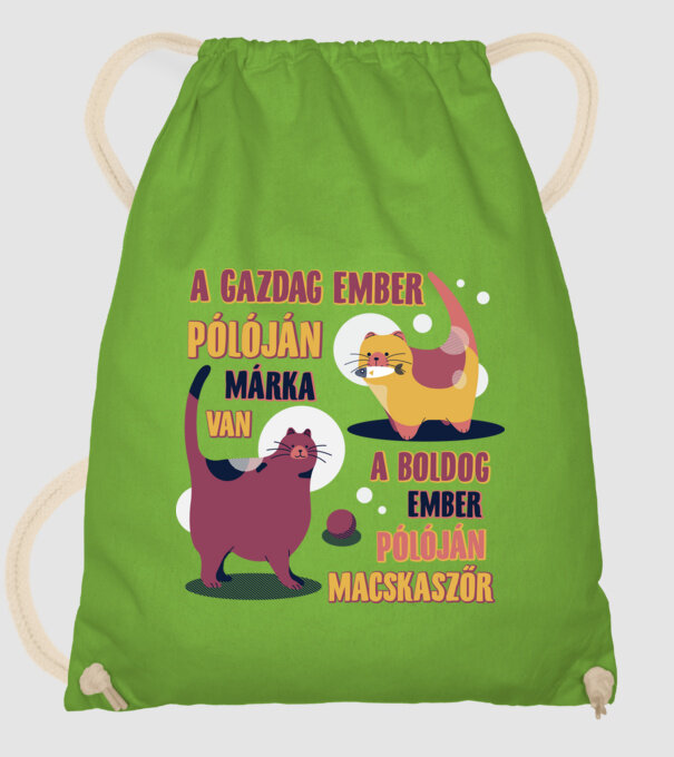 macskaszőrös póló minta almazöld pólón