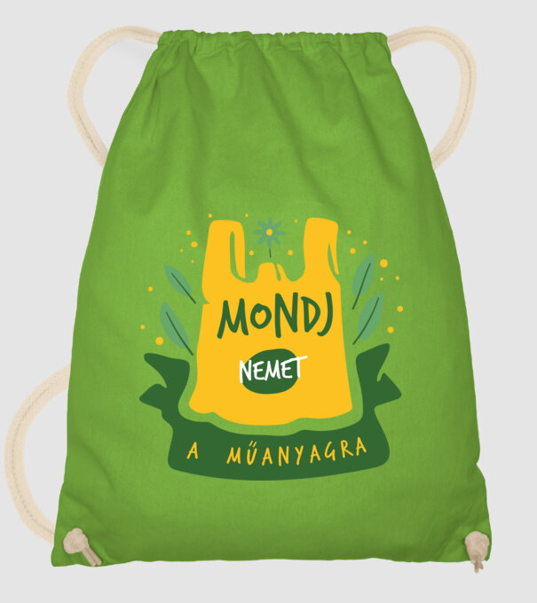 mondj nemet a műanyagra minta almazöld pólón