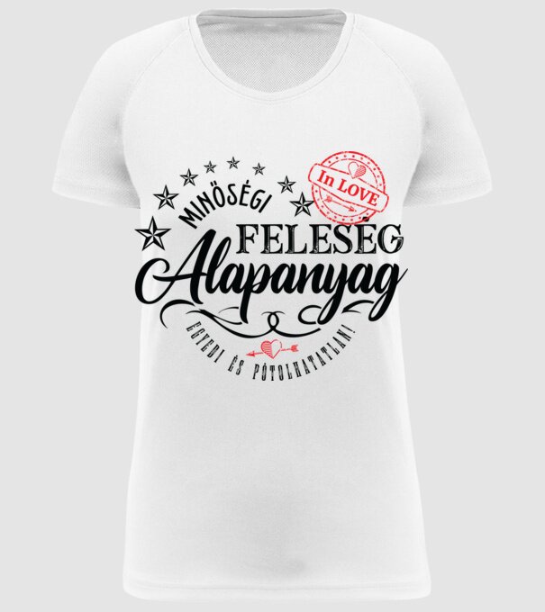 Minőségi feleség alapanyag minta fehér pólón