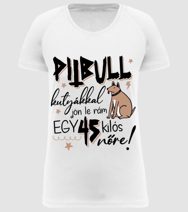 Pitbull kutyákkal jön le rám minta fehér pólón