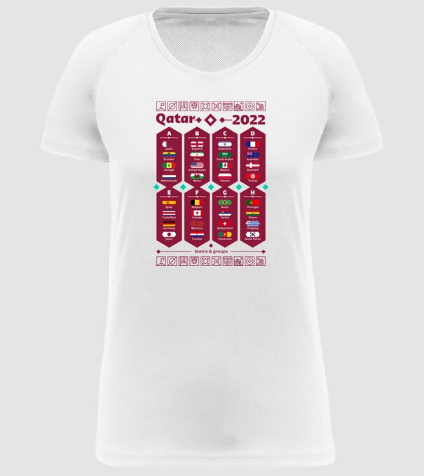 Qatar 2022 teams - csapatok világos minta fehér pólón