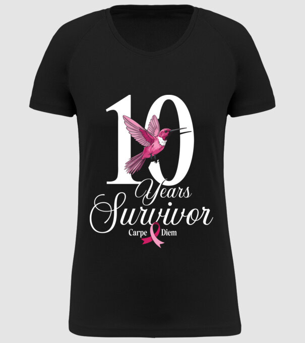 10 years survivor minta fekete pólón