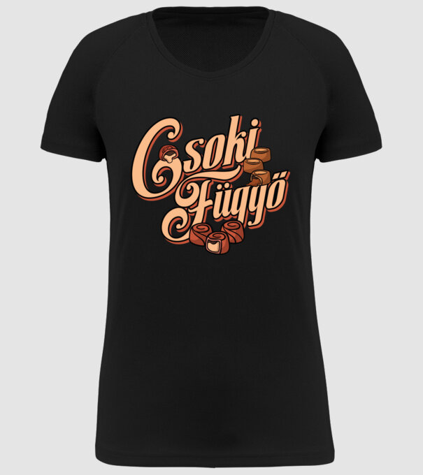 Csoki függő minta fekete pólón