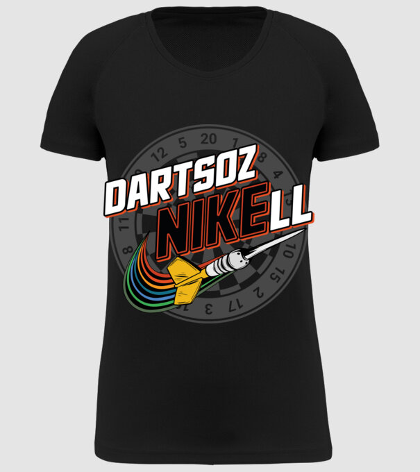 DartsozNIKELL retro minta fekete pólón