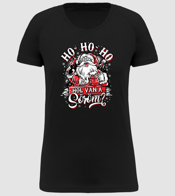 HoHoHo Hol van a söröm minta fekete pólón
