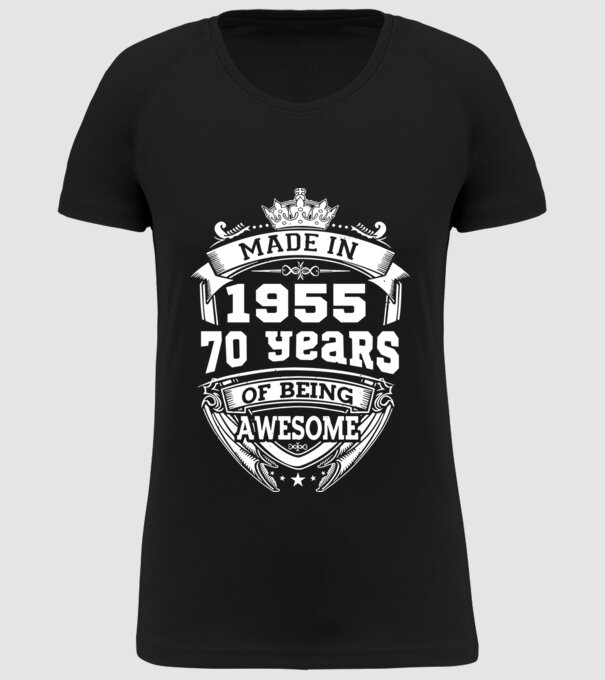Made in awesome 70 éves minta fekete pólón
