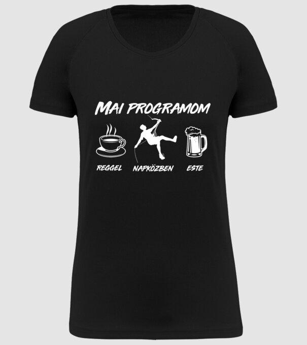 Mai napi program mászás minta fekete pólón