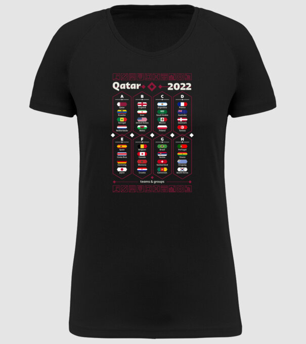 Qatar 2022 teams - VB csapatok minta fekete pólón