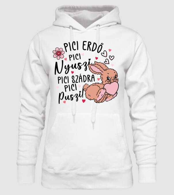 Pici erdő pici nyuszi páros minta fehér pólón