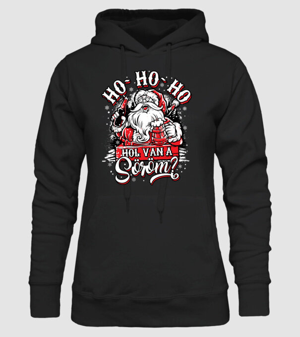 HoHoHo Hol van a söröm minta fekete pólón
