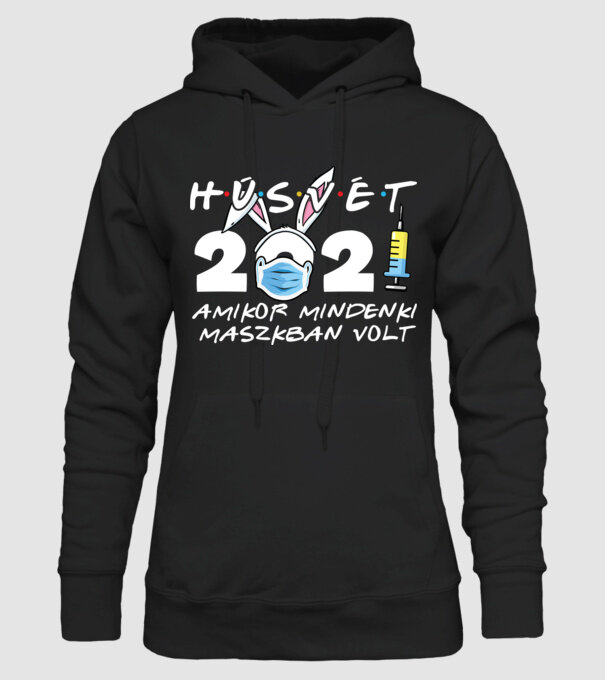 Maszkos húsvét  minta fekete pólón