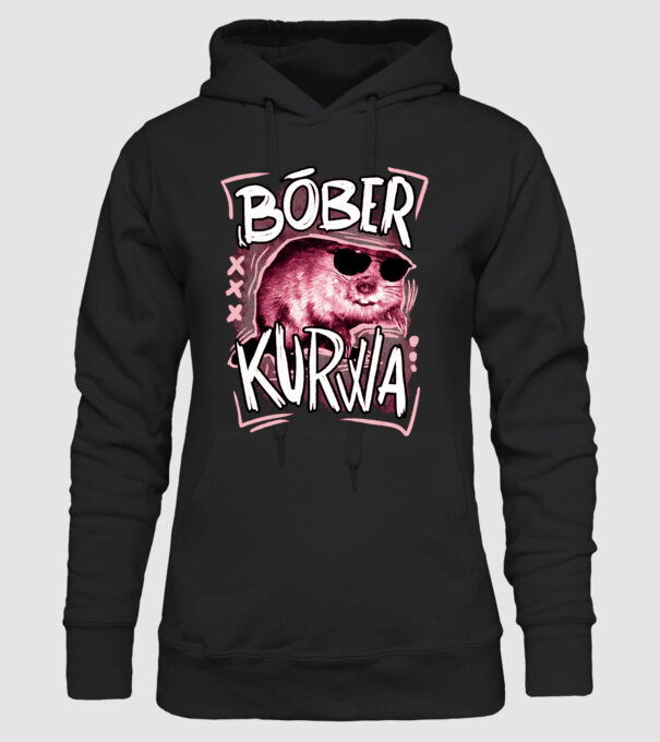 Bóber WTF minta fekete pólón