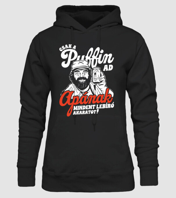 Csak a puffin Apa minta fekete pólón